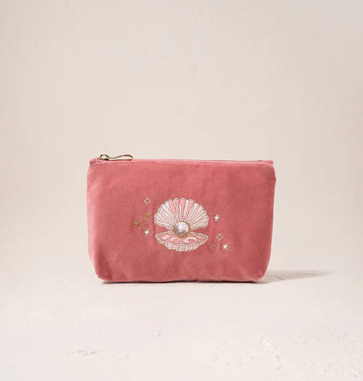 ELIZABETH SCARLETT PEARL SHELL VELVET MINI POUCH