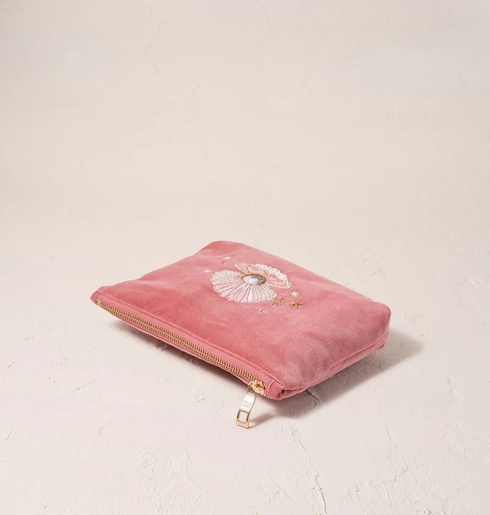 ELIZABETH SCARLETT PEARL SHELL VELVET MINI POUCH