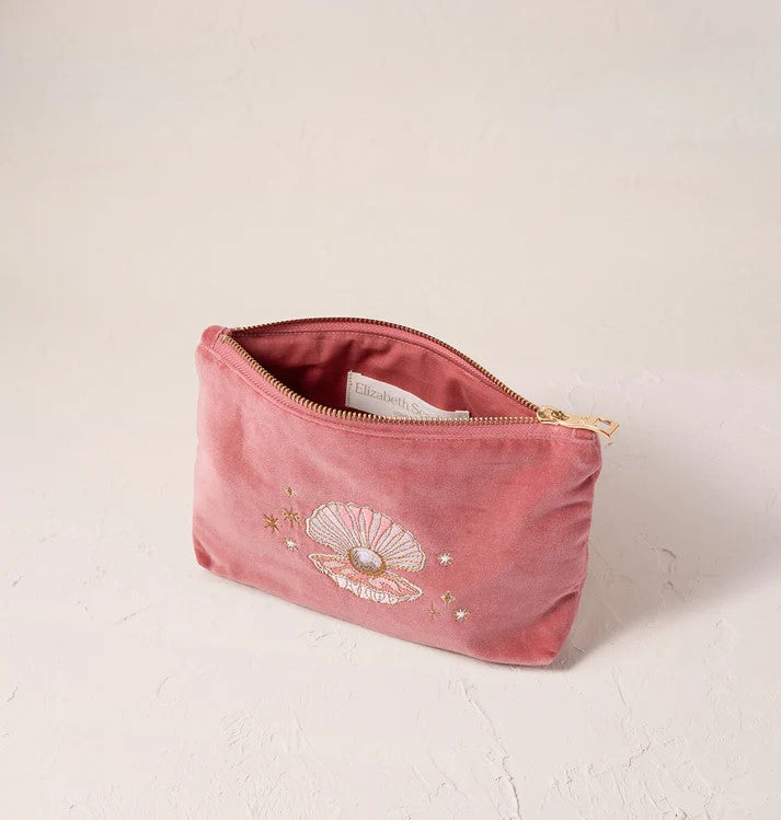 ELIZABETH SCARLETT PEARL SHELL VELVET MINI POUCH